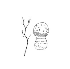 stick and fly agaric mushroom contour