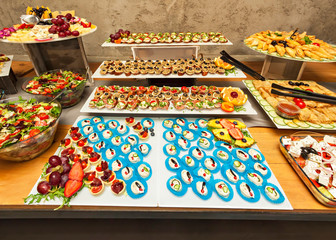 Single bite serving - arranged party finger food - cold buffet