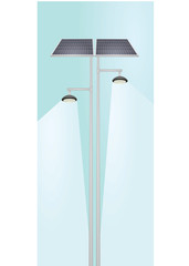 Street light with solar panels. vector illustration