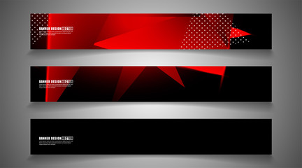 set the triangle background light header banner. Abstract composition of 3D triangles. Modern geometric red backgrounds isolated black