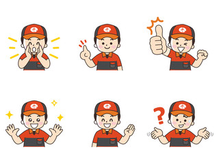 ガソリンスタンド店員の男性セット