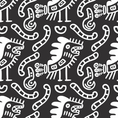 Seamless aztec vector pattern. Tribal traditional indian fabric design. Folk vintage illustration.