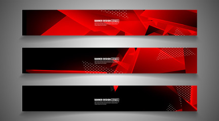 set the triangle background light header banner. Abstract composition of 3D triangles. Modern geometric red backgrounds isolated black