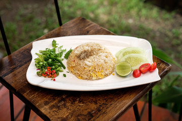 Crab Fried Rice with vegetable- Fried rice thai style Asia Thailand