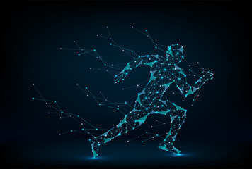 Running man polygonal. Abstract vector illustration of run.