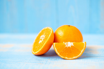 freshness Mandarin Oranges on wood table background, rich of Vitamin C and High Antioxidant....
