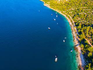 Sailing boats near paradise beach in ciovo island