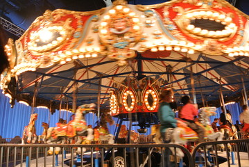 Fototapeta na wymiar A carousel in the play park
