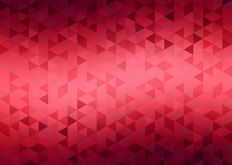 Luxury red mosaic abstract background. Triangular pattern. Defocus light stripe and deep shades. 3d effect illusion.