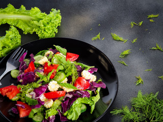 Salad vegetables for a healthy diet to lose weight.