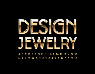 Vector luxury emblem Design Jewelry. Elegant stylish Font. Golden Alphabet Letters and Numbers.