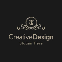 Elegant monogram design template with initial letter TG. Luxury elegant ornament logo, Trendy logo design template. Simple and clear initials TG with ornate frames