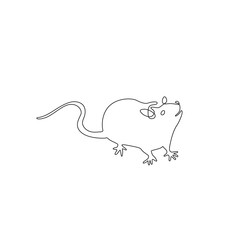 Rat continuous line drawing, Chinese Zodiac Sign Year of Rat, Happy Chinese New Year 2020 year of the rat, decorations for greeting card, logo, posters, print, tattoo, single line on white background.
