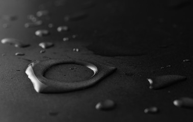 Water drops on the black surface