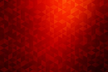 Deep orange flame color mosaic background. Triangle crystals pattern. 