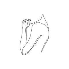 Continuous line drawing, woman abstract portrait, face of the girl is a single line on a white background,  Vector illustration. Tattoo, print and logo design for a spa or beauty salon.