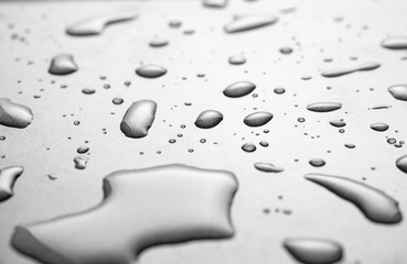 Water drops on the black surface