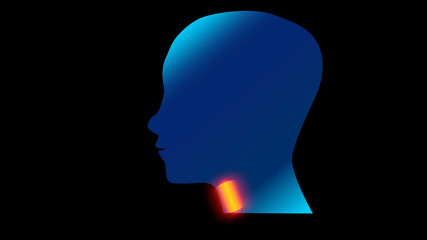Sore Throat side Profile Silhouettes with Ache Locations. Adult and children feel Pain in Throat, design illustration.