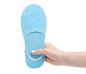 No show socks in hand on white background isolation