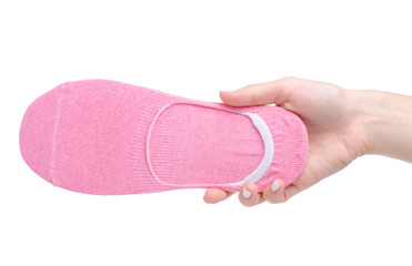 No show socks in hand on white background isolation