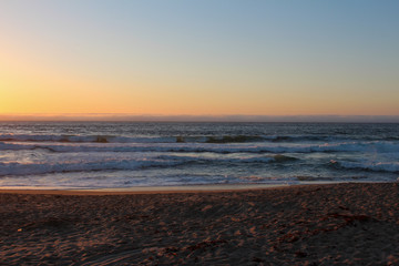 Sunset view from beach in Sand City, California, USA