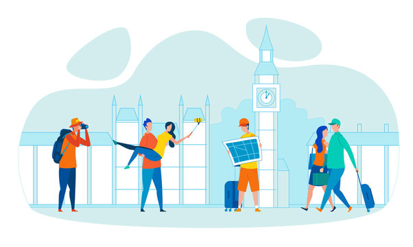 Vacation Travel in London Flat Vector Concept