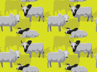 Obraz na płótnie Canvas Cow Zebu Cartoon Background Seamless Wallpaper