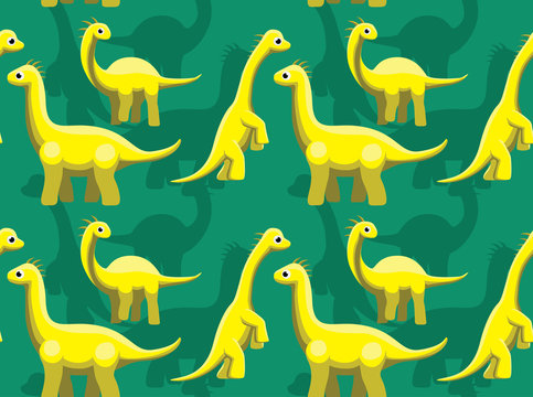 Dinosaur Cute Sonorasaurus Cartoon Background Seamless Wallpaper