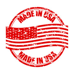 Made in USA rubber stamp with flag. Fabricated in america