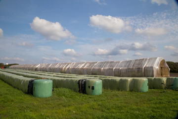 Gro&szlig;e wrapped Strohballen