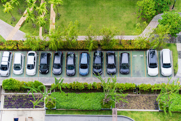 Aerial top view of the parking lot