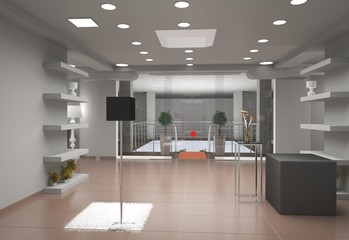 interior, exhibition hall, 3D illustration