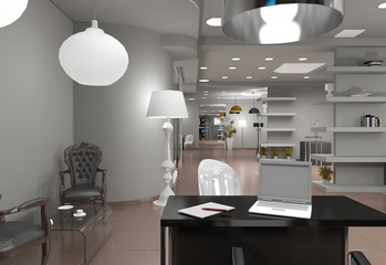 interior, exhibition hall, 3D illustration