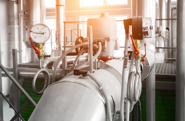 Metering and control system with thermocouples and manometers for a gas boiler installed in modern...