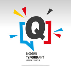 Q modern typography letter symbol colorful sign icon sticker