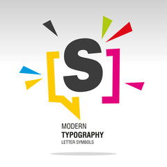 S modern typography letter symbol colorful sign icon sticker