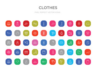 Fototapeta na wymiar 50 clothes colorful outline icons set. can be use for web mobile