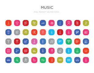 50 music colorful outline icons set. can be use for web mobile