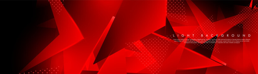 Triangular background. Abstract composition of 3D triangles. Modern geometric red background insulated black