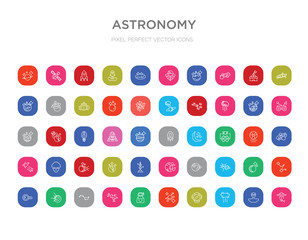 50 astronomy colorful outline icons set. can be use for web mobile