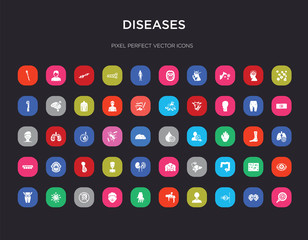 50 diseases colorful icons set. can be use for web mobile