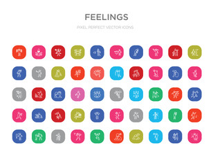 50 feelings colorful outline icons set. can be use for web mobile