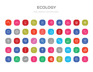 50 ecology colorful outline icons set. can be use for web mobile