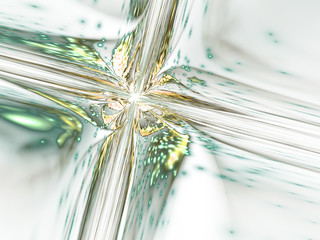 Green and gold fractal cross, digital artwork for creative graphic design