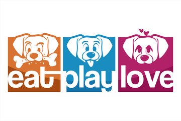 Dog Eat Play Love Logo Vector