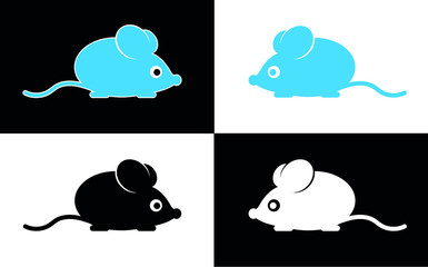 Set of cute mouse silhouette vector illustration element for your design. Little rat as New Year 2020 symbol.