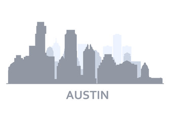 Silhouette of Austin city, Texas - skyline of downtown of Austin