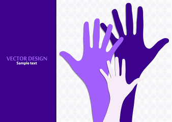 Raised hands, open palms. The concept of charity, volunteering, love, goodness, equality, racial and social issues.