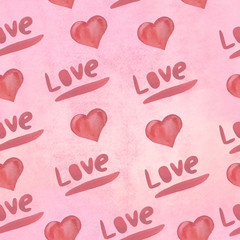 seamless pattern heart love feelings emotions pink background multicolored confetti Valentine print art design decoration packaging greeting interior textile women child