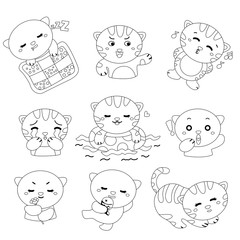 black and white version of cats expression in daily life